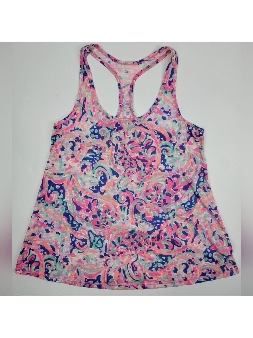 Lilly Pulitzer Luxletic Tropical Print Size Small Racerback Pullover Tank Top